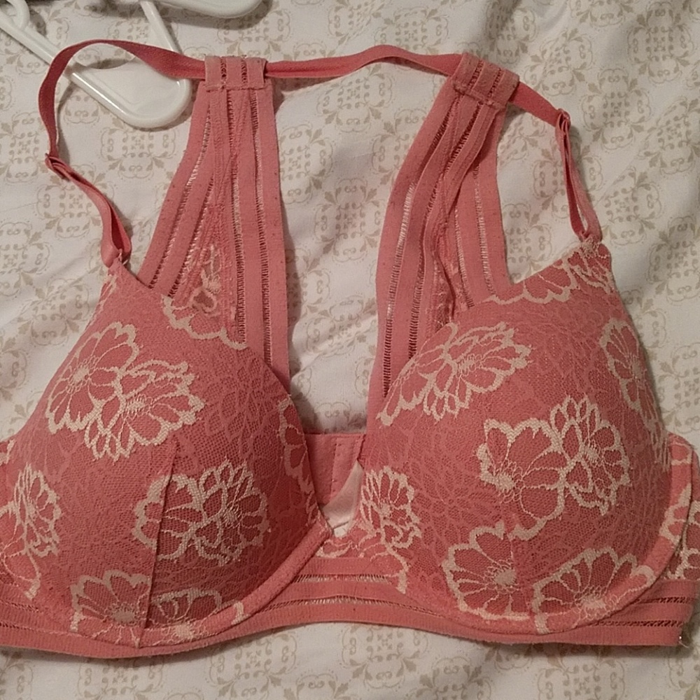 Pink floral pattern bra